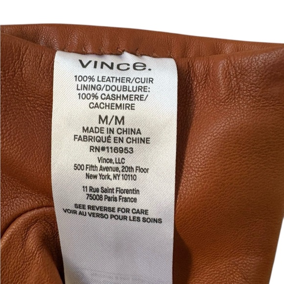 Vince Nappa Leather & Cashmere Luxury Gloves Brown Sz M - Picture 6 of 11